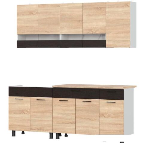 Готовая кухня NN мебель КГ-2 2000 (белый/дуб сонома/дуб венге/тростник)