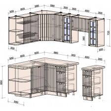 Готовая кухня Интерлиния Берес 1.5x2.1 левая (дуб английский/дуб полярный/кастилло темный)