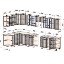 Готовая кухня Интерлиния Берес 1.5x3.3 правая (дуб снежный/дуб королевский/серый каспий)