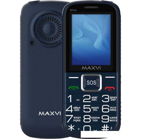 Кнопочный телефон Maxvi B21ds (синий)