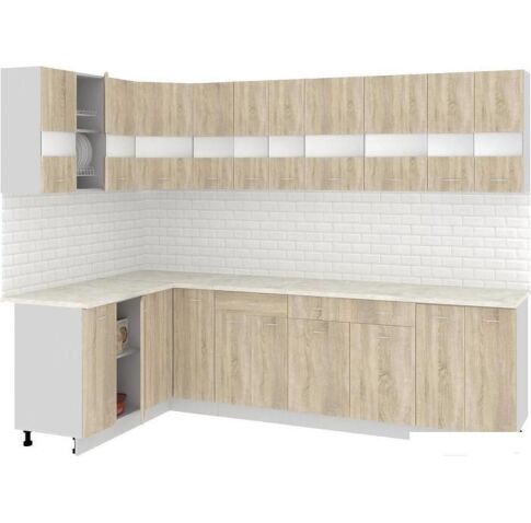 Угловая кухня Кортекс-мебель Корнелия Экстра 1.5x2.8м (дуб сонома/мадрид)
