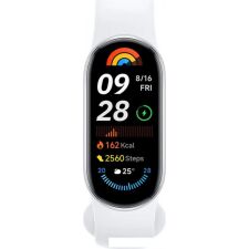 Фитнес-браслет Xiaomi Smart Band 9 (серебристый, с белым силиконовым ремешком, международная версия)