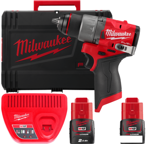 Дрель-шуруповерт Milwaukee M12 FUEL M12FDD2-202X 4933479873 (с 2-мя АКБ 2 Ач, кейс)