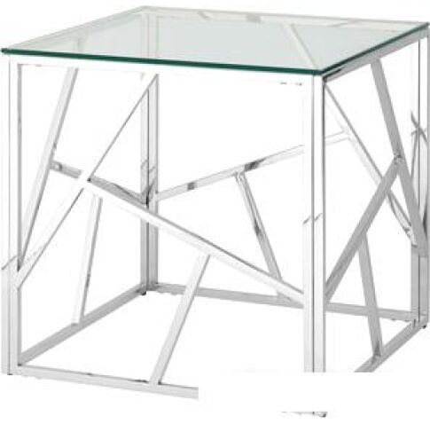 Журнальный столик Stool Group Арт Деко 55x55 EET-015 (прозрачное стекло/сталь серебристый)