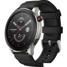 Умные часы Amazfit GTR 4 (серебристый, с черным ремешком из фторэластомера)