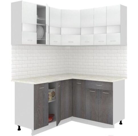 Угловая кухня Кортекс-мебель Корнелия Экстра 1.5x1.5м (белый/береза/марсель)