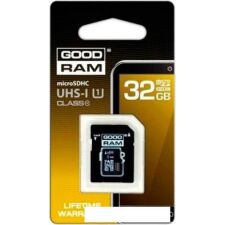 Карта памяти GOODRAM microSDHC (Class 10) UHS-I 32GB + адаптер [M1AA-0320R11]