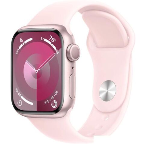 Умные часы Apple Watch Series 9 41 мм (алюминиевый корпус, розовый/розовый, спортивный силиконовый ремешок M/L)