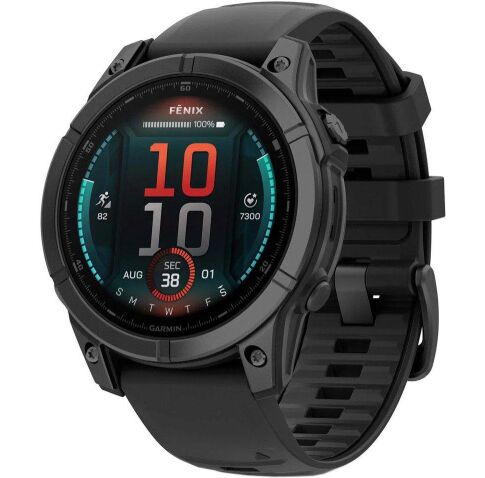 Умные часы Garmin Fenix 8 E 47мм (серая сталь, черный силиконовый ремешок)