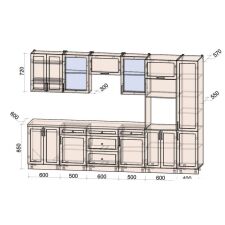 Готовая кухня Интерлиния Тренд 3.2В (белый/белый/кастилло темный)