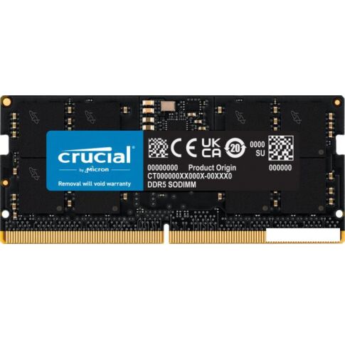 Оперативная память Crucial 8ГБ DDR5 SODIMM 4800МГц CT8G48C40S5