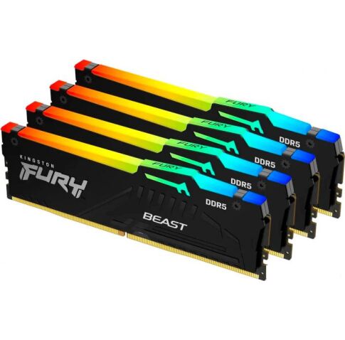 Оперативная память Kingston FURY Beast RGB 4x32ГБ DDR5 5600 МГц KF556C40BBAK4-128