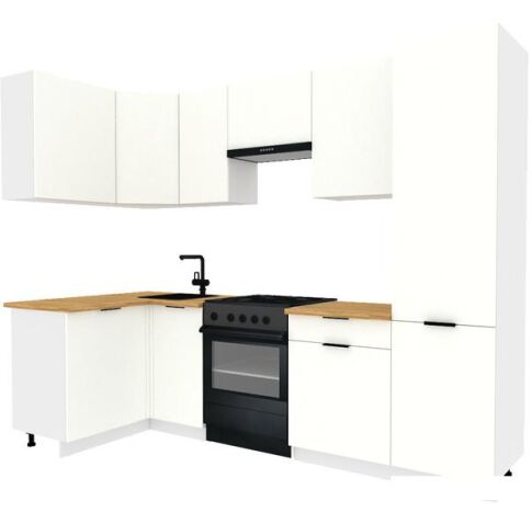 Готовая кухня ВерсоМебель Эко-1 1.2x2.6 левая (белый фасадный/ст.золотистый дуб)
