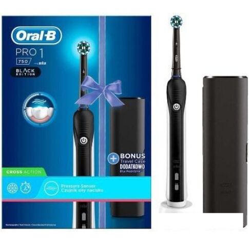 Электрическая зубная щетка Oral-B Pro 1 750 Cross Action D16.513.1UX Black Edition