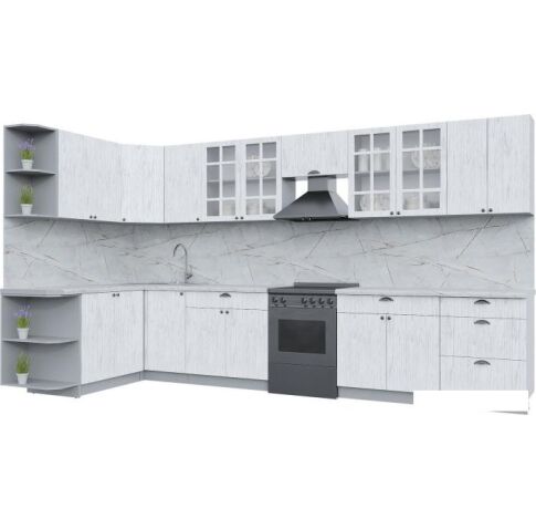Готовая кухня Интерлиния Берес 1.7x2.7 правая (дуб полярный/серый каспий)