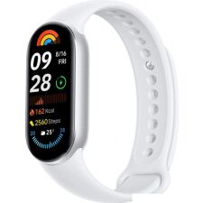 Фитнес-браслет Xiaomi Smart Band 9 (серебристый, с белым силиконовым ремешком, международная версия)