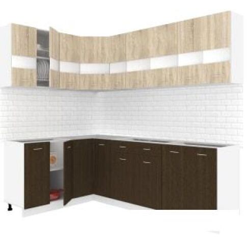 Угловая кухня Кортекс-мебель Корнелия Экстра 1.5x2.3 без столешницы (дуб сонома/венге)