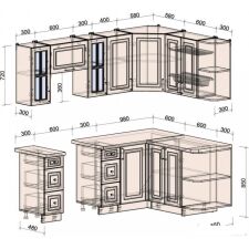 Готовая кухня Интерлиния Мила Шато 1.5x2.2 правая (белый/белый/кастилло темный)