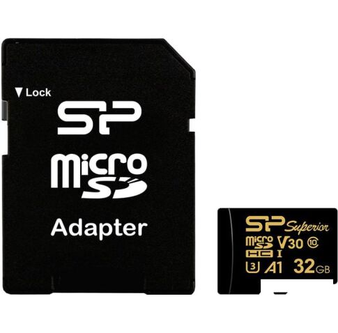 Карта памяти Silicon-Power Superior Golden A1 microSDHC SP032GBSTHDV3V1GSP 32GB