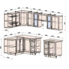 Готовая кухня Интерлиния Тренд 1.5x2.7 левая (пепел/пепел/опал светлый)