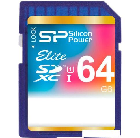 Карта памяти Silicon-Power SDXC Elite UHS-1 (Class 10) 64 GB (SP064GBSDXAU1V10)